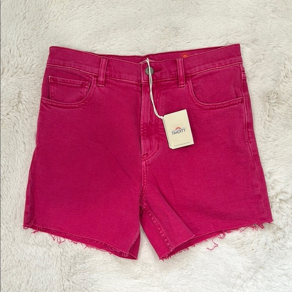 NWT Faherty Women's Pink Raw Edge Sun washed Denim Shorts size 27 - Picture 2 of 5
